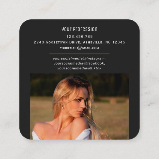 Beige scannbare Strichcode QR-Foto Quadratische Visitenkarte (Rückseite)