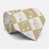 Beige Schachbrett-Muster Krawatte (Gerollt)