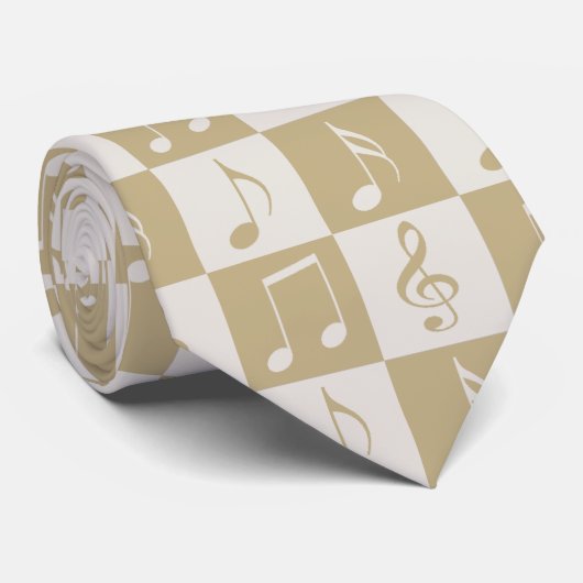 Beige Schachbrett-Muster Krawatte (Gerollt)