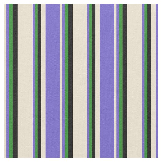 Beige, Schieferblau, grün und schwarz Stoff (Nahaufnahme)
