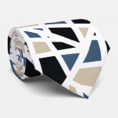 Beige Schieferschwarz Geometrisch Krawatte (Gerollt)