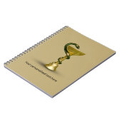 Beige Schlange Medical Bowl Hygieia Gold Caduceus Notizblock (Linke Seite)