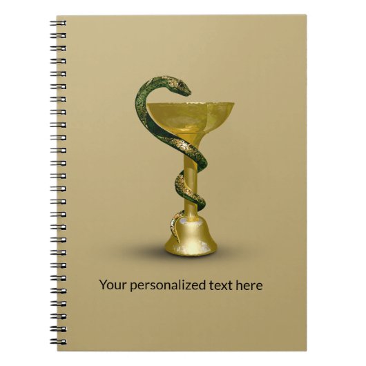 Beige Schlange Medical Bowl Hygieia Gold Caduceus Notizblock (Vorderseite)