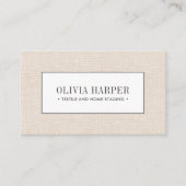 Beige | Schlicht Elegante Linen Beruflich aussehen Visitenkarte (Vorderseite)