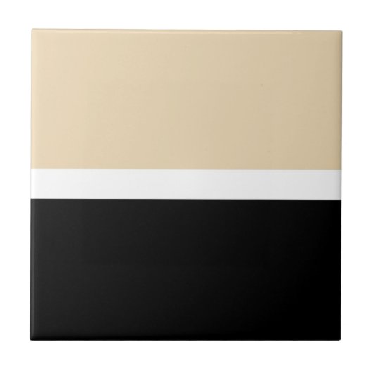 Beige Schwarz Abstrakter Streifen Fliese (Vorderseite)