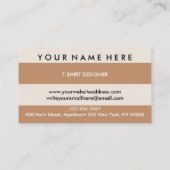 Beige schwarz-braune farbige Shirts Pinselpinsel Visitenkarte (Rückseite)