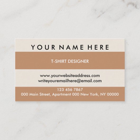 Beige schwarz-braune farbige Shirts Pinselpinsel Visitenkarte (Rückseite)
