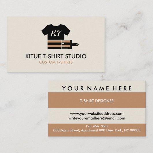 Beige schwarz-braune farbige Shirts Pinselpinsel Visitenkarte (Vorne/Hinten)
