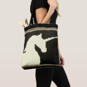 Beige Schwarz Einhorn Profil Künstlerische Crochet Tasche (Von Nahem)