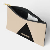 Beige Schwarz Modern Minimal Zubehörtasche (Offen)