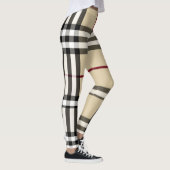 Beige/Schwarz/Rot/Weiß Karierte Leggings (Rechts)