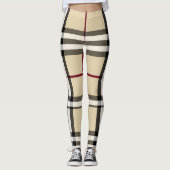 Beige/Schwarz/Rot/Weiß Karierte Leggings (Vorderseite)