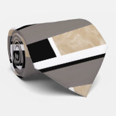 Beige Schwarz-Weiß-Moderne Krawatte (Gerollt)
