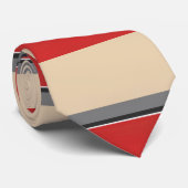 Beige Schwarz-weiße Blockstreifen in Grau Krawatte (Gerollt)