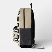 Beige Schwarz-weißes geometrisches Kunstmuster des Bedruckter Rucksack (Rechts)
