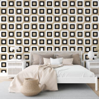 Beige Schwarz-weißes geometrisches Kunstmuster des