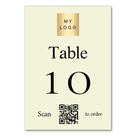 Beige schwarze Firmenlogo QR-Tischnummer Tischnummer (Rückseite)