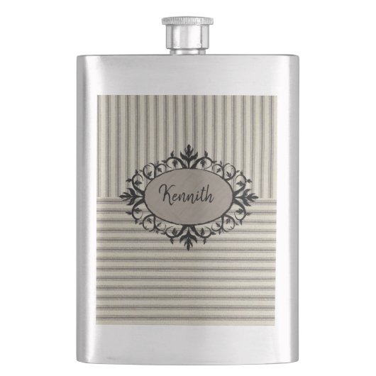 Beige Schwarze Flasche Flachmann (Vorderseite)