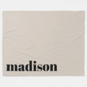 Beige Schwarze Moderne Monogramm Personalisierter Fleecedecke (Vorderseite (Horizontal))