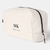 Beige schwarze Monogramm-Initialen Waschbeutel (Rechte Ecke)