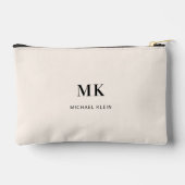 Beige schwarze Monogramm-Initialen Zubehörtasche (Rückseite)