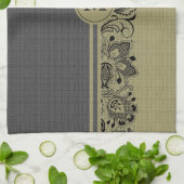 Beige & schwarze Naturmilch & Schwarze Spitze 2 Handtuch (Gefaltet)