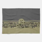 Beige & schwarze Naturmilch & Schwarze Spitze 2 Handtuch (Horizontal)