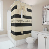 Beige schwarze Ribbon New Weds Elegante Streifen Duschvorhang (Beispiel)