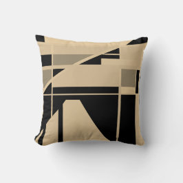 Beige Schwarze Taupe Tan Geometric Abstrakt Art Mo Kissen