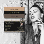 Beige schwarze und braune Streifen mit Foto Stilvo Visitenkarte