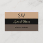 Beige schwarze und braune Streifen Modern mit Mono Visitenkarte (Vorderseite)