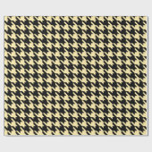 Beige schwarzer großer Hahnentrittmuster-SahneKaro Geschenkpapier (Flach)