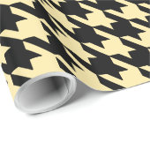 Beige schwarzer großer Hahnentrittmuster-SahneKaro Geschenkpapier (Rolleneckpunkt)