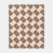 Beige Schwarzer Ring Art-Deko Retro 60er Muster Fleecedecke (Vorderseite)