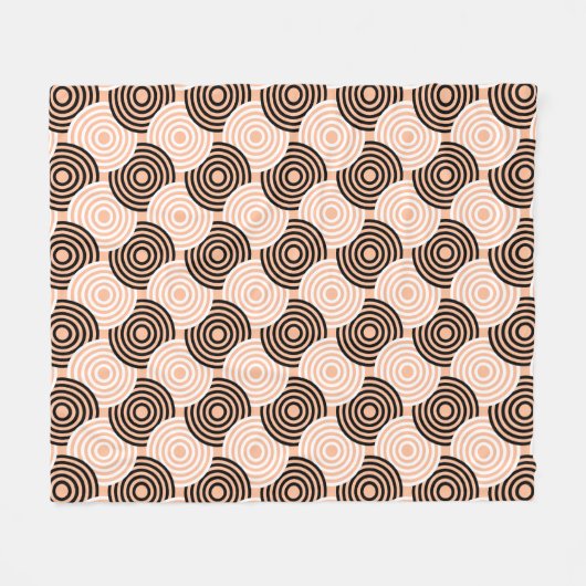 Beige Schwarzer Ring Art-Deko Retro 60er Muster Fleecedecke (Vorderseite (Horizontal))