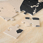 Beige schwarzes Terrazzo-Muster neutrales Abstract Puzzle (Seite)