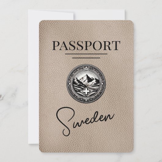 Beige Schweden Pass Save the Date (Vorderseite)