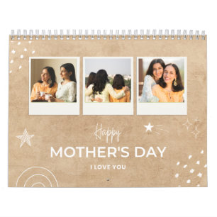Beige Scribble Happy Mother's Day Custom Foto Kalender