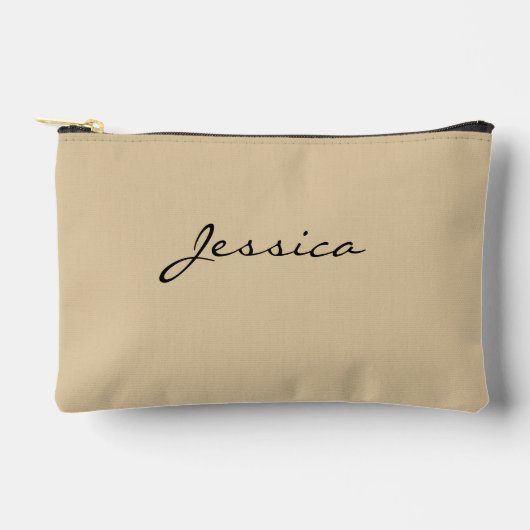 Beige Script Name Minimal Moderne Reisetyppografie Zubehörtasche (Vorderseite)