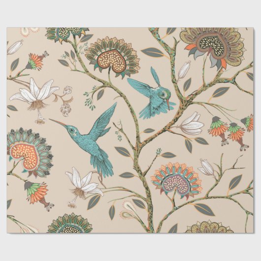 Beige seamless pattern with stylized flowers and b geschenkpapier (Flach)