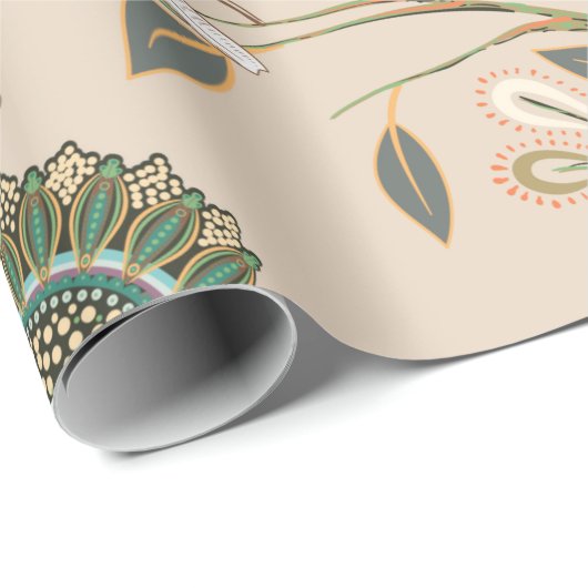 Beige seamless pattern with stylized flowers and b geschenkpapier (Rolleneckpunkt)