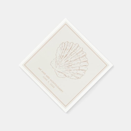 Beige Seashell Beach Wedding Napkins Serviette (Ecke)