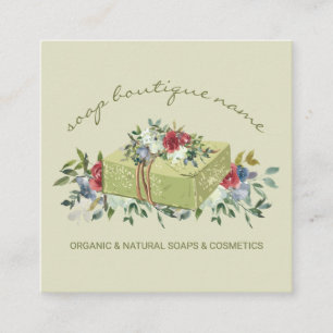Beige Seifen Boutique Grün traditionell Quadratische Visitenkarte