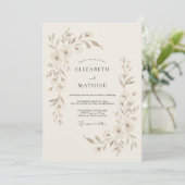 Beige Serene Botanische Hochzeit Einladung (Stehend Vorderseite)
