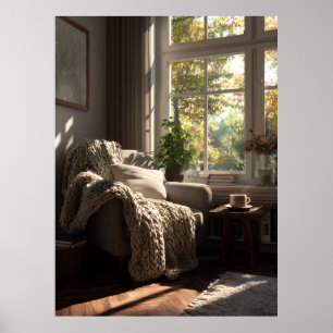 Beige Sessel Herbstnische Poster