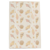 Beige Shells Pattern Mittlere Geschenktüte (Vorderseite)