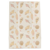 Beige Shells Pattern Mittlere Geschenktüte (Rückseite)