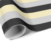 Beige, Silberstreifen und schwarze Streifen Geschenkpapier (Rolleneckpunkt)