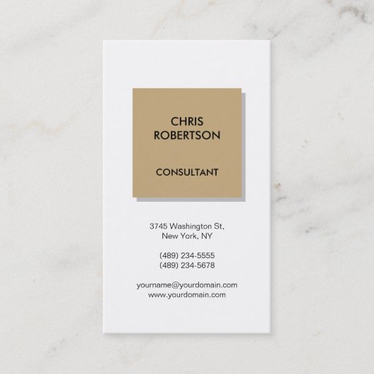 Beige Silver Gray Shadow White Business Card Visitenkarte (Vorderseite)