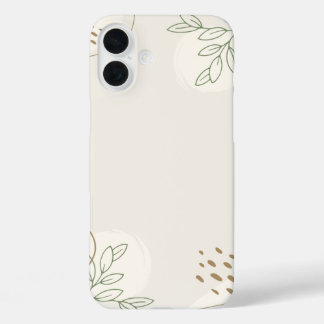 Beige Simple Floral Watercolor Minimalist Linktree iPhone 16 Plus Hülle